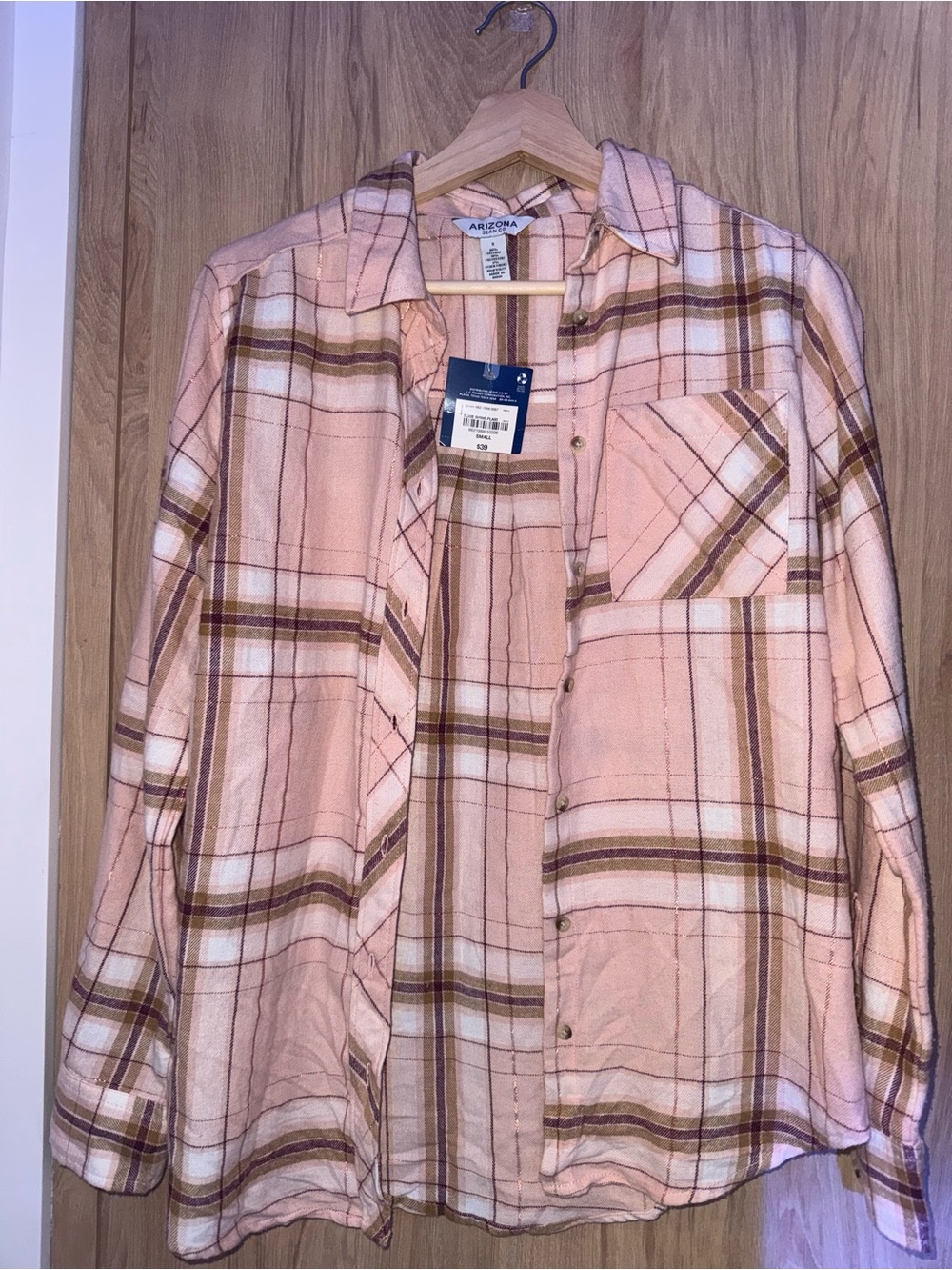 🔚 Arizona Jean Company Pink Plaid Button-Up Shirt Jacket